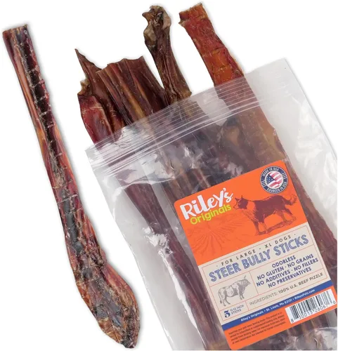Vista 10 de Riley's Steer Bully Sticks para perros pequeños a medianos – Premio para perros de un solo ingrediente, fácilmente digeribles, 100% palitos de carne