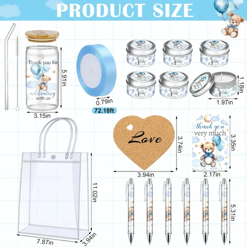Vista 3 de MotiMind 6 Juegos de Premios de Oso para Baby Shower para Jugadores de Juegos Ganadores de Baby Shower Regalos para Invitados Globo Azul Oso Vela