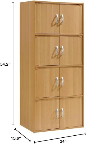 Vista 3 de Hodedah Estantería de 4 estantes y 8 puertas, haya