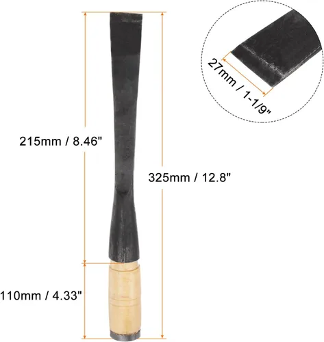 Vista 2 de HARFINGTON Cincel de madera recto de 1-1/9 pulgadas, hoja de borde biselado, herramientas de mano para carpintería con mango redondo para tallar