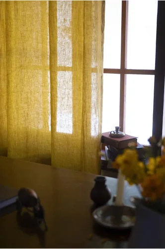 Vista 9 de Cortinas semitransparentes de 100 % lino para sala de estar, juego de cortinas largas plisadas de estilo bohemio neutro para decoración de casa
