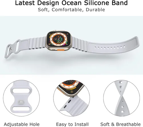 Vista 2 de Correas de silicona compatibles con Apple Watch Band Ultra de 1.929 in 1.811 in 1.772 in 1.732 in 1.614 in 1.496 in 1.575 in 1.654 in para mujeres