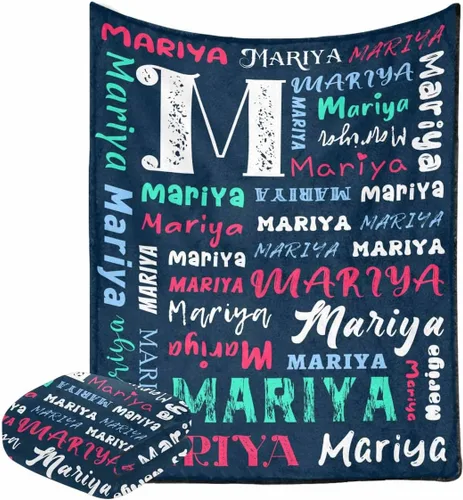 Vista 11 de M YESCUSTOM Mantas de bebé personalizadas, manta de bebé personalizada con texto y nombre para niños y niñas, manta azul, regalo para cumpleaños