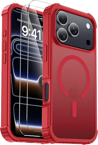 Vista 45 de Funda para iPhone Air [compatible con MagSafe] [2 protectores de pantalla] [prueba de caídas de grado militar] Funda magnética resistente