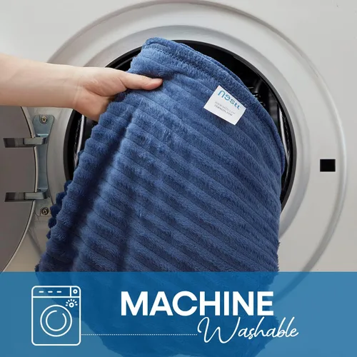 Vista 5 de Nestl - Manta azul para sofá, cobijas cálidas y mullidas para mujeres, cobijas de forro polar suaves y pequeñas para niñas - Azul marino, 127 x 152