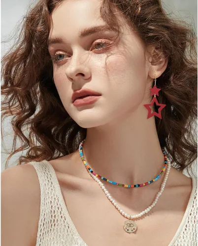 Vista 5 de Aretes de clip para mujer, aretes colgantes de cuero con clip para mujer, aretes sin perforaciones