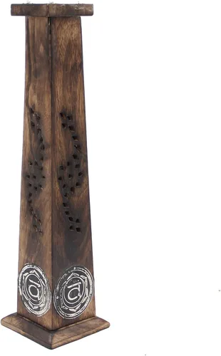 Vista 10 de DharmaObjects Madera Artesano Decoración Mesa Incienso Stick Holder Quemador Torre Soporte (Bendición)