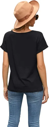 Vista 6 de Iandroiy Blusas de verano cómodas y casuales de manga corta con cuello en V para mujer, camisetas con nudo torcido