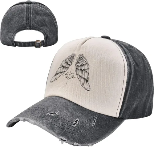 Vista 2 de Angel Wings and Heart Baseball Cap for Men Women Hats Adjustable Vintage Washed Cotton Dad Hat