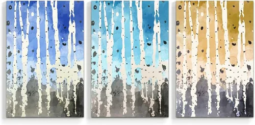 Vista 17 de wall26 3 Panel Canvas Wall Art Silver Birch Pictures Home Wall Decorations for Bedroom Living Room Paintings Canvas Prints Framed - 16"x24" x 3