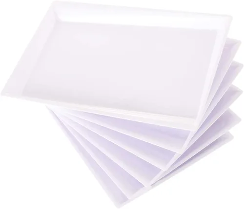 Vista 8 de Supernal Paquete de 12 bandejas de plástico negro para servir, bandejas de plástico de 15 x 10 pulgadas, bandeja de plástico de comida rápida