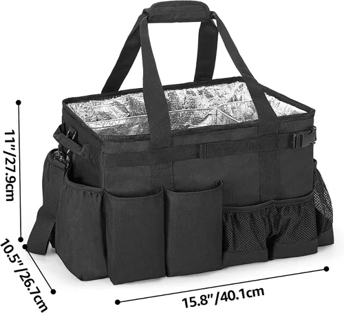 Vista 6 de HODRANT Organizador grande para utensilios de parrilla con soporte para toallas de papel, organizador de bolsa de picnic al aire libre
