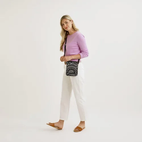 Vista 6 de Vera Bradley Mini bolso cruzado hipster de algodón con protección RFID