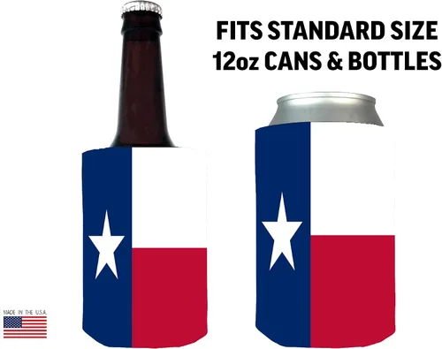 Vista 3 de Rogue River Tactical Juego de 2 fundas plegables para botellas de cerveza con bandera de Texas, paquete de 2