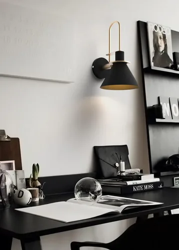 Vista 2 de Apliques de pared modernos con forma de cono de metal, kit de farol de pared para mesita de noche, lámpara de montaje en pared, aplique de 1 luz