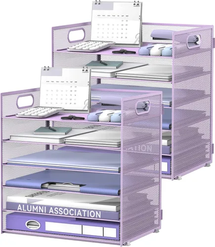 Vista 11 de Daltack Organizador de papel de 6 niveles para escritorio, organizador de bandejas de papel para escritorios, organizadores de archivos de Negro