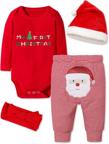 Vista 9 de Conjunto de 4 piezas de traje de Navidad para bebé, niña, niño, Año Nuevo, 4 piezas Negro 2