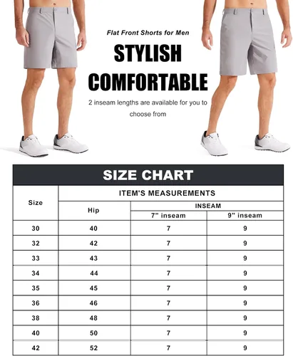 Vista 6 de Libin Pantalones cortos de golf para hombre, pantalones cortos de vestir casuales de trabajo con frente plano de 7 pulgadas y 9 pulgadas, elásticos