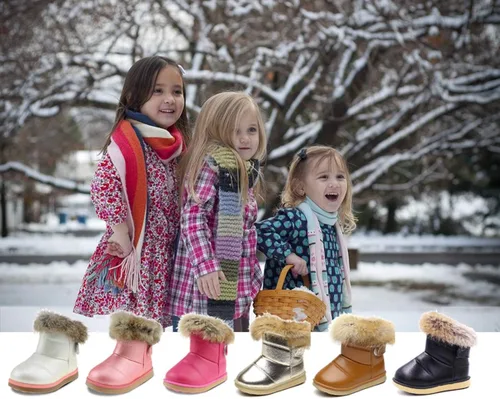 Vista 2 de Cixi Maxu E-Commerce.Co.Ltd Botas de nieve de invierno para niñas Zapatos para caminar al aire libre