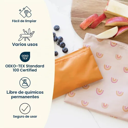 Vista 8 de Tiny Twinkle Bolsas reutilizables para bocadillos para niños – paquete de 3 bolsas para aperitivos y bolsa para sándwich para niños pequeños