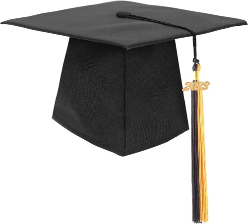 Vista 10 de Gorra de graduación negra con borla 2023/2024 para secundaria y licenciatura Negro Tassel