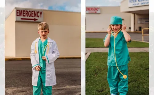 Vista 6 de Conjunto de disfraz de médico para niños con gorra y accesorios, juego de 5 piezas