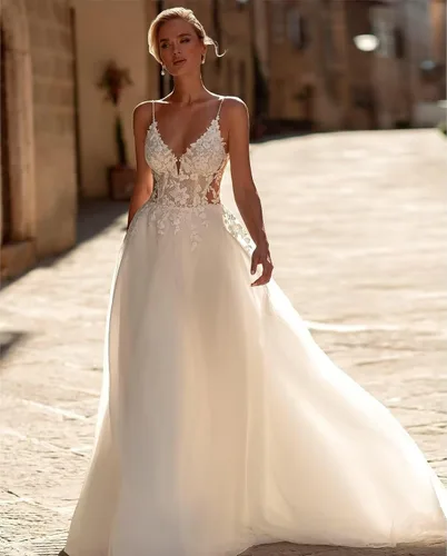 Vista 52 de Vestido de novia formal sin tirantes con encaje, largo de sirena para mujer 2019 WD162