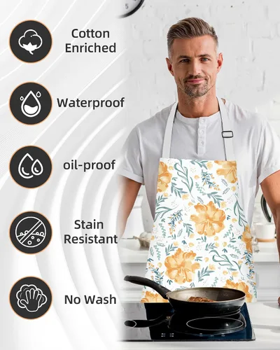 Vista 2 de Hugitout Delantal de chef unisex con correas ajustables y dos bolsillos para uniforme de trabajo, delantal impermeable