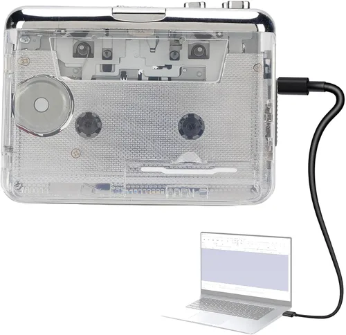 Vista 8 de Reproductor de cassette retro con sonido envolvente estéreo y retroceso automático, auriculares con cancelación de ruido de 0.138 in