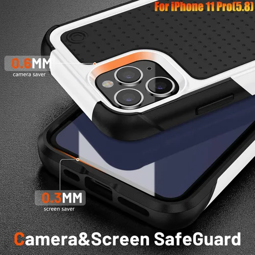 Vista 4 de Funda resistente para Apple iPhone 11 Pro de 5.8 pulgadas, 4 esquinas con bolsas de aire [protección contra caídas de 12 pies], agarre texturizado
