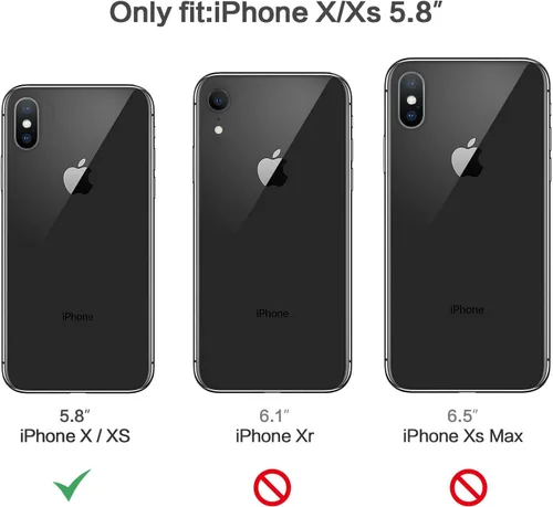 Vista 8 de Funda protectora ligera para iPhone Xs con protector de pantalla, absorción de golpes, resistente a prueba de caídas con soporte para automóvil