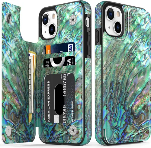 Vista 242 de LETO para iPhone 15 Pro Funda tipo cartera - Tapa tipo folio con patada - Diseños de moda - Tarjetero - Funda protectora para mujeres y niñas - 6.1