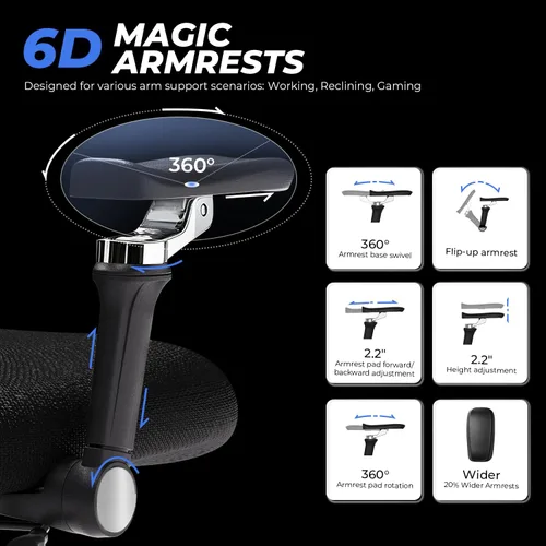 Vista 7 de Silla de oficina ergonómica grande y alta, silla de escritorio