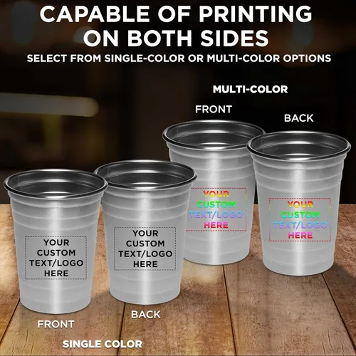 Vista 6 de Vasos de cerveza de acero inoxidable personalizados de 16 onzas, juego de 10/50/100, paquete personalizado a granel, perfecto para fiestas