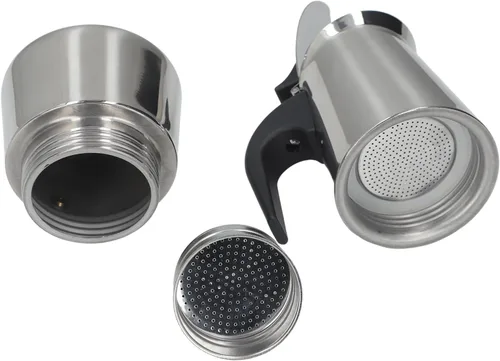 Vista 9 de Cafetera de café expreso, cafetera portátil de acero inoxidable, cafetera expreso, clásica para el hogar, oficina (6.8 fl oz)