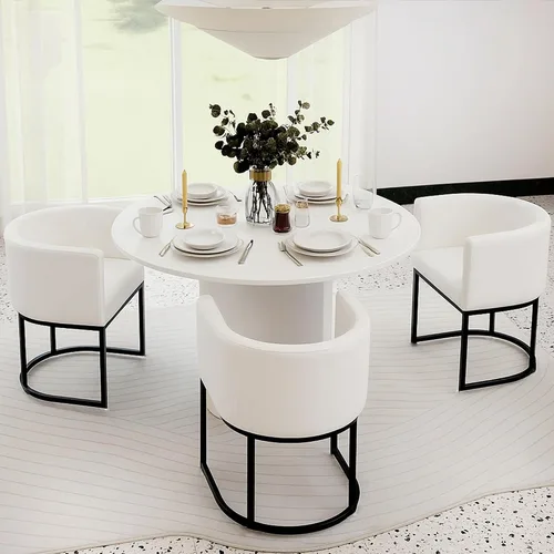 Vista 56 de HNY Silla de comedor moderna de mediados de siglo tapizada en forma de barril, negra, con brazos, silla de cocina y comedor de cuero, silla auxiliar