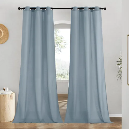 Vista 33 de NICETOWN - Cortinas de lino angora para ventana de cocina sobre el fregadero, con ojales, lino grueso angora, tratamientos cortos para ventanas