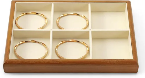 Vista 11 de Oirlv Bandeja Organizadora de Joyas Colgante de Madera Maciza de 12 Rejillas con Forro para Cajón de Joyas (Gris)