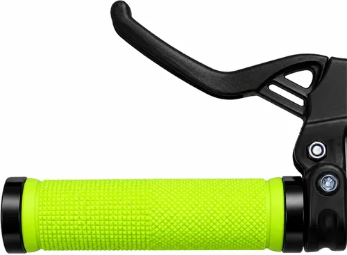 Vista 7 de PLATT - Puños de manillar de bicicleta con gomas de goma coloridas Puños de bicicleta cómodos para bicicletas BMX/MTB verde (Green+End Caps)