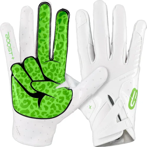 Vista 17 de Guantes de fútbol Grip Boost - Peace Stealth 6.0 Boost Plus Tecnología adhesiva - Guantes de fútbol para adultos y jóvenes para receptor abierto