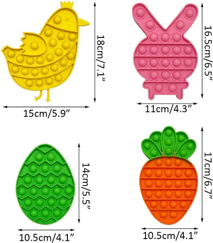 Vista 4 de JoFAN Paquete de 4 juguetes sensoriales de Pascua para niños y niñas, rellenos de cesta de Pascua, regalos para aliviar el estrés, regalos de fiesta