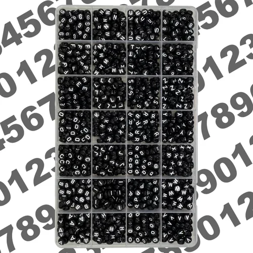 Vista 7 de Juego de 1450 cuentas de letras redondas de acrílico de 0.16 x 0.27 pulgadas, cuentas de las letras del alfabeto de la A a la Z y cuentas de números