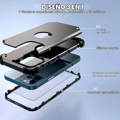 Vista 8 de IDweel Funda para iPhone 12 Pro Max con protector de pantalla de vidrio templado, híbrido 3 en 1, a prueba de golpes, delgada, resistente, cubierta