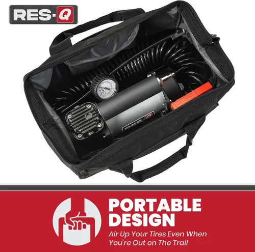 Vista 2 de RES-Q Compresor de aire portátil de 30 amperios, atrae 30 amperios, motor magnético permanente de 12 voltios, ciclo de trabajo del 33% a 100 psi