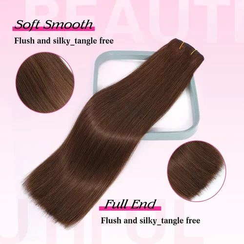 Vista 2 de Extensiones de cabello humano real con pinzas, extensiones de cabello humano 100% humano, extensiones de cabello humano brasileño Remy, extensiones