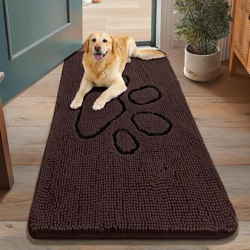 Vista 53 de Smiry Tapete para puerta de perro para patas fangosas, absorbente y Gris y negro