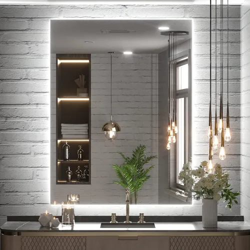 Vista 35 de TETOTE - Espejo retroiluminado para baño con luz, botón táctil regulable y función antivaho (horizontal o vertical)