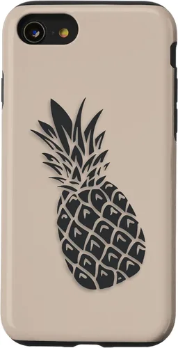 Vista 18 de Black Dark grey Pineapple on Tan beige for Pineapple lovers Case for iPhone 16