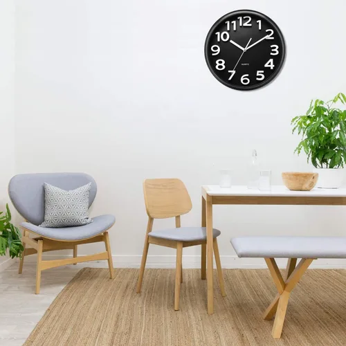 Vista 6 de Plumeet reloj de pared grande de 13 pulgadas, silencioso, sin tictac, de cuarzo, para decoración de sala de estar, estilo moderno, adecuado