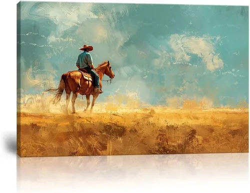 Vista 12 de Arte de pared de vaquero occidental Imágenes de mujeres vaquero Impresiones Póster de lienzo del suroeste Arte de decoración de pared occidental